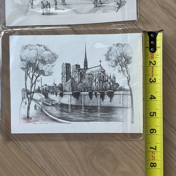 PARIS, Louvre, and Notre Dame LITHOGRAPH of Graphite On Paper, by "Arben" - Picture 5 of 6